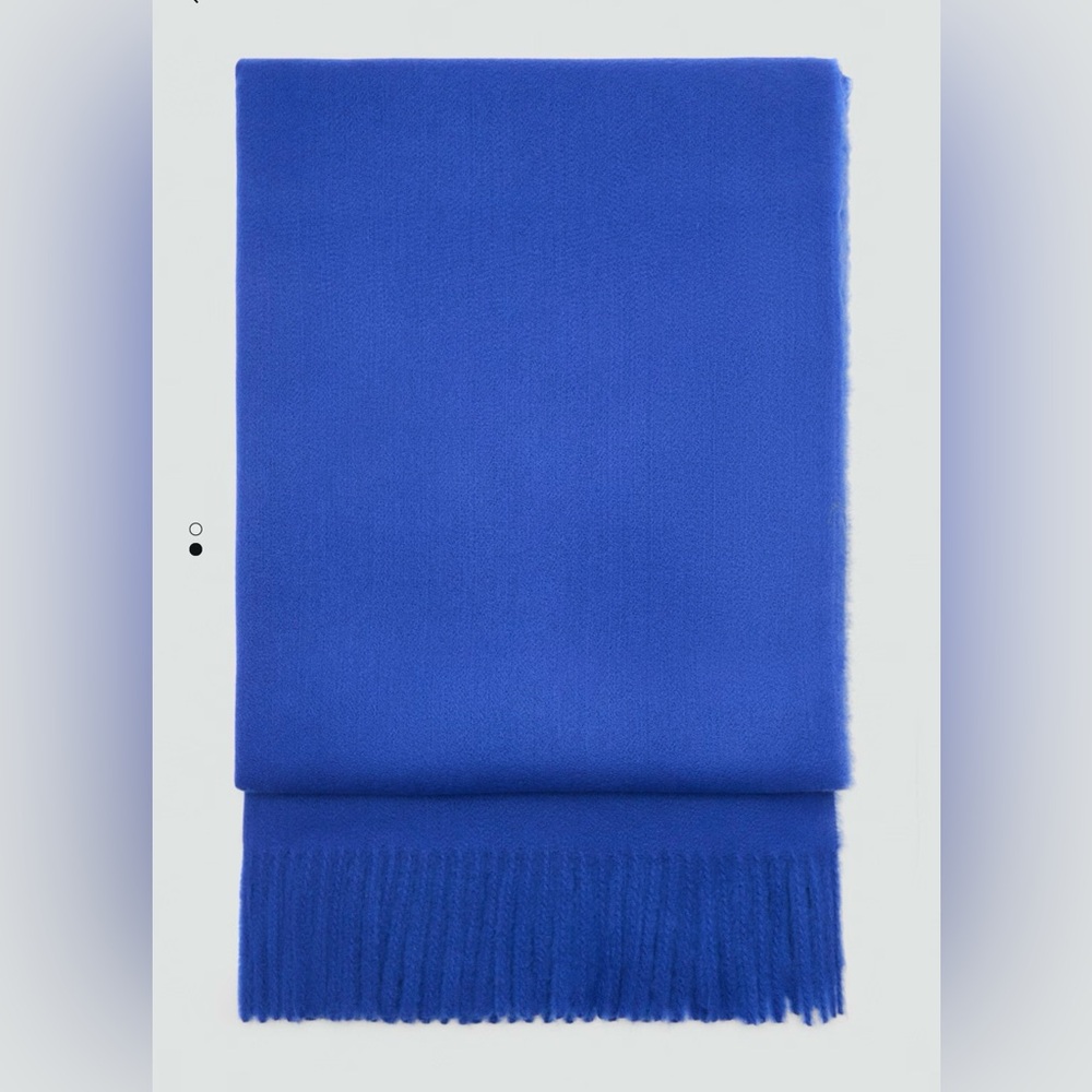 Mango • Fringed Edge Scarf — Blue